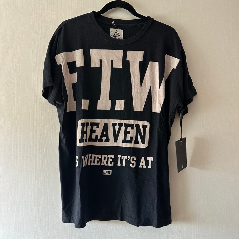 UNIF "FTW Heaven Is Where It's At" Oversized Black Graphic Tee - NWT XS